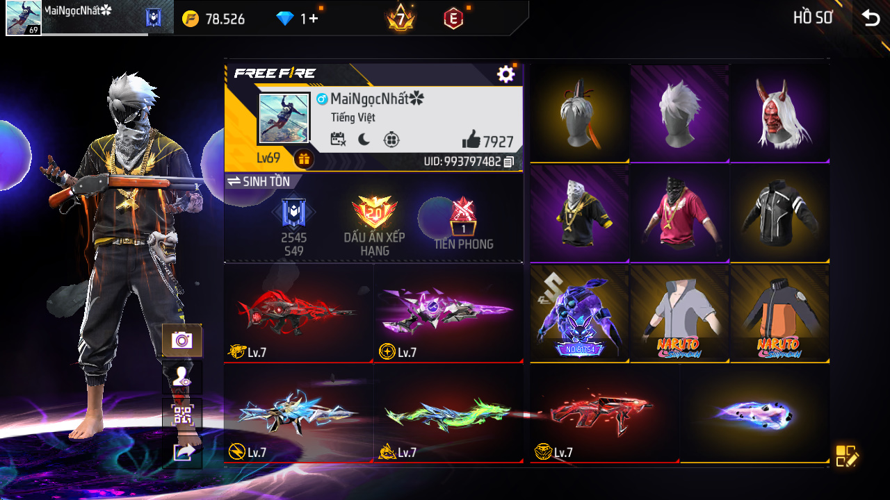 Bán acc Siêu Sale Acc Free Fire